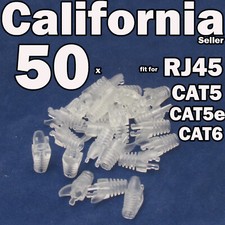 50 Clear RJ45 Strain Relief Boots Connector Cap Head CAT5 CAT5e Plug CAT6 Cable