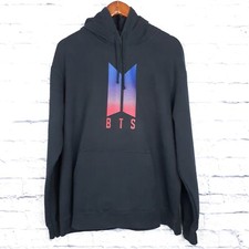 BTS K Pop Long Sleeve Hoodie Sweatshirt Size XL Black