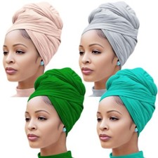 4PCS Head Wraps for Black Women Stretch Headwraps Super Soft Hair Wraps Turba...