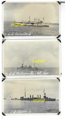USS Aroostock, Milwaukee & Concord, Three US Navy Post Cards