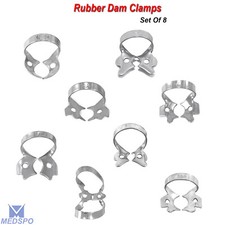 Rubber Dam Molar Clamps Dental Dentist Tooth Clamp Endodontic Set Of 8 CE