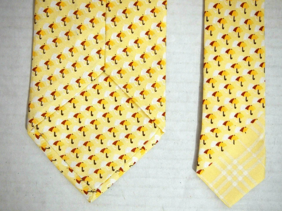 Corbata para hombre Burberry London corbata amarilla estampado de sombrillas 100 % seda 57" Foto 4 de 4