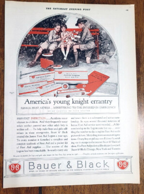 Original  1926 Bauer & Black  Ad Boy Scout Young Knight Errantry  FREE USA SHIP