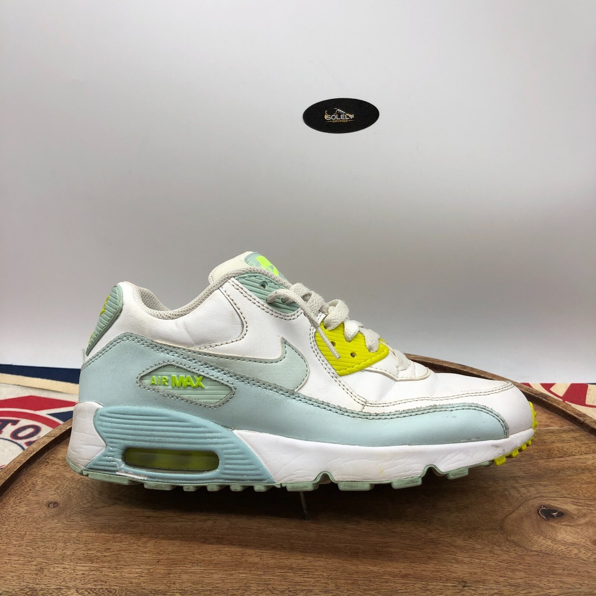 Nike Air Max 90 LTR Leather White Aqua Shoes 833376-100 Womens