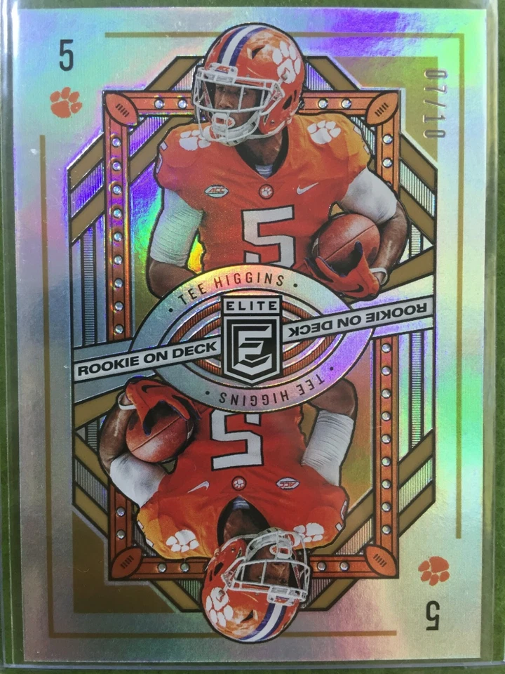TEE HIGGINS GOLD PRIZM ROOKIE CARD 2020 Elite Tee Higgins Rookie On Deck SP #/10 - Image 3 of 4