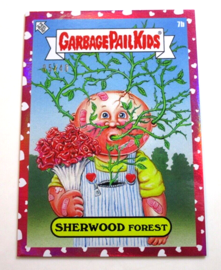 2025 Topps GPK Valentine Sherwood Forest Pink Hearts Foil SP 05/40 8b Card