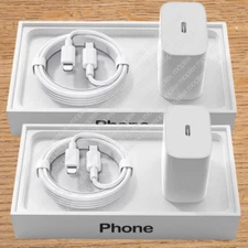 2PACK 20W USB-C Power Adapter PD Fast Charge Cable For iPhone 14/13/12 Pro Max/8