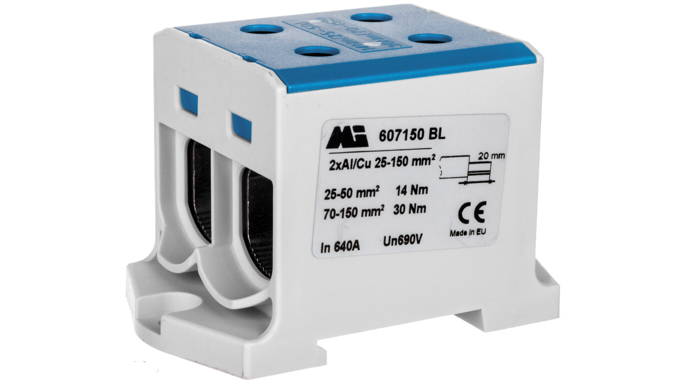 2-track terminal block 35-150mm2 blue EURO multiOTL 150 2xAl/Cu 607150 BL /T2UK
