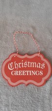 Świąteczne pozdrowienia Wiszący znak Dekoracja... Drewno... 5,5 cala x 3,5 cala....