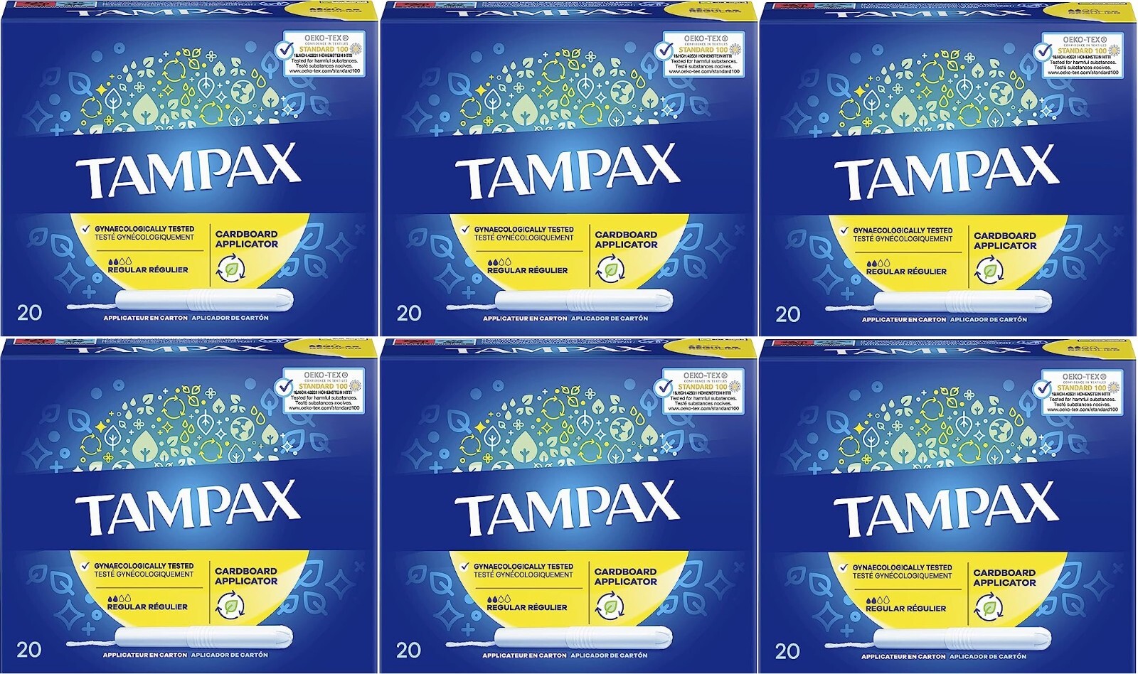 120 x Tampax Regular Tampons Protection/Discretion Cardboard Applicator