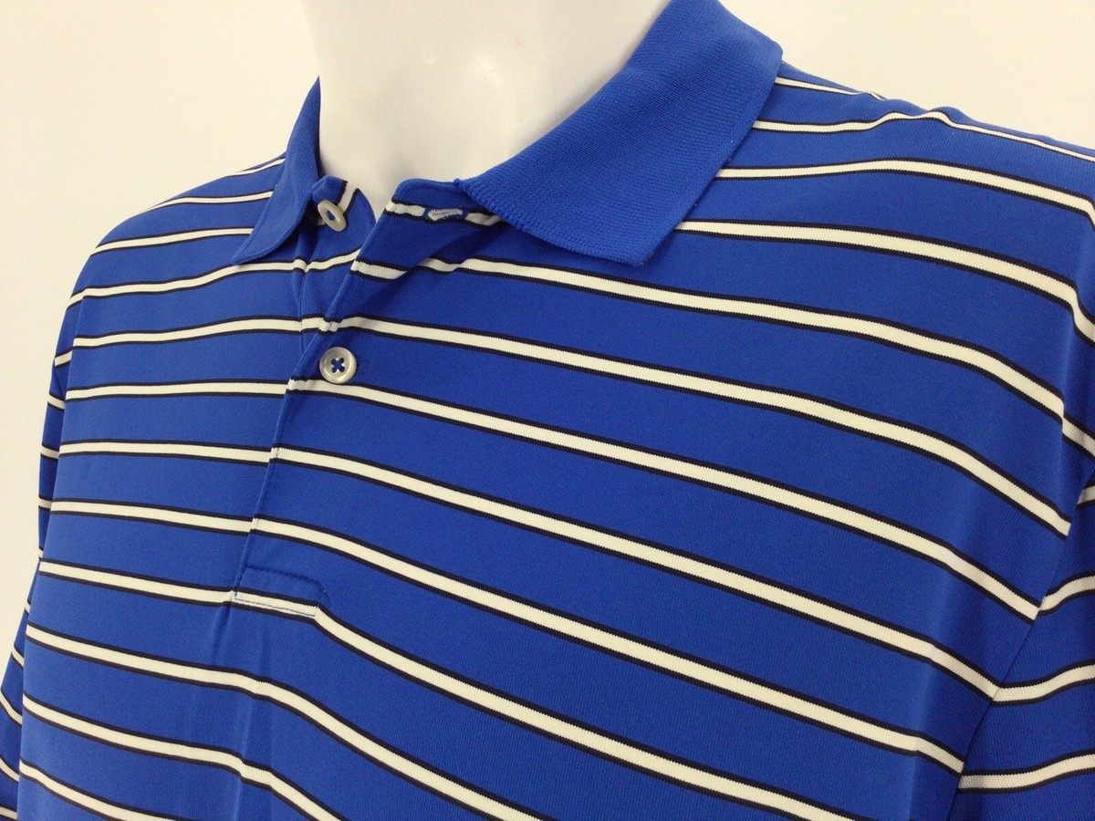 Ralph Lauren RLX Golf Polo Shirt L Men Blue Stripe Nylon