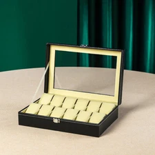 Mens 6-10-12 Grids PU Leather Watch Display Case Collection Storage Holder Box↔