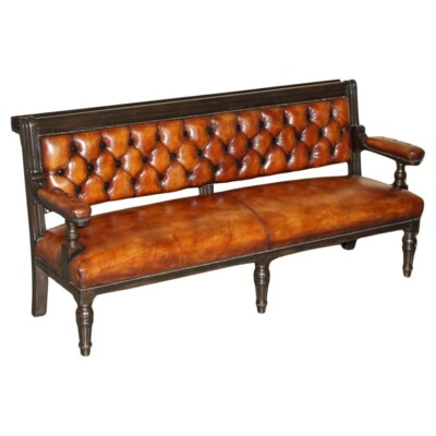 1 von 4 restaurierten antiken viktorianischen chesterfield leder snookerhalle pub bänken