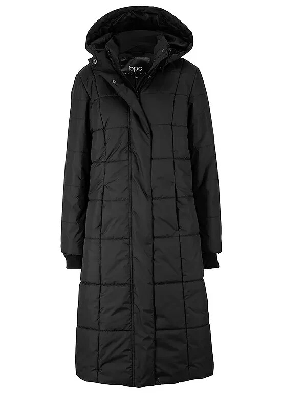 Freemans Black Quilted Plus Size Longline Coat UK 22