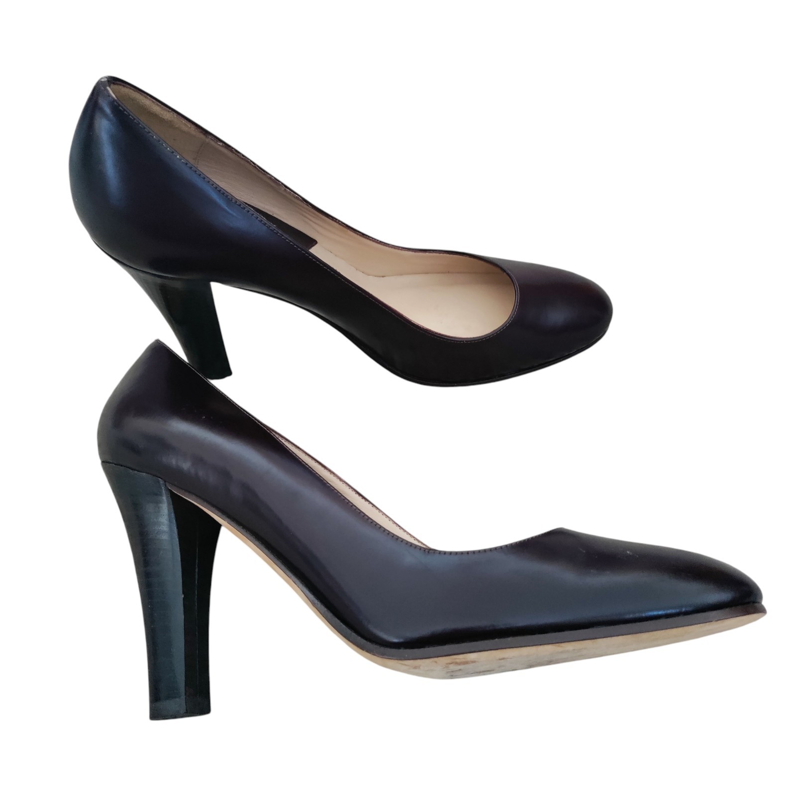 Michael Kors Leather Heels 9.5 Mahogany Brown Italian Block Heel Pumps Luxury