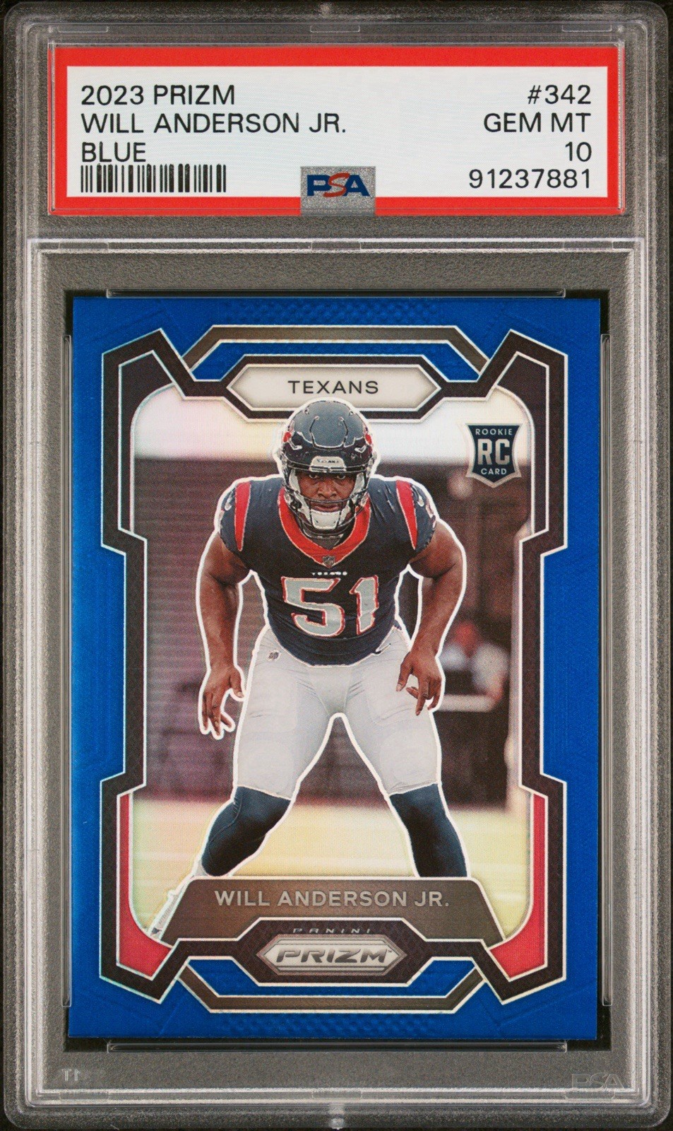 2023 Panini Prizm Will Anderson JR #342 Blue Prizm (RC) PSA 10 SSP RARE