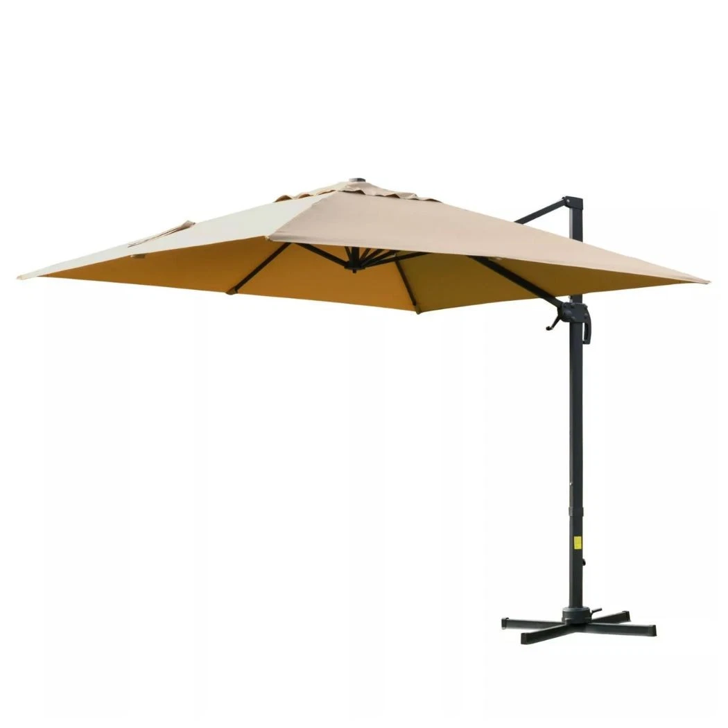 Outsunny Ombrellone da Giardino Rettangolare 2x2.4 m Verde e Nero
