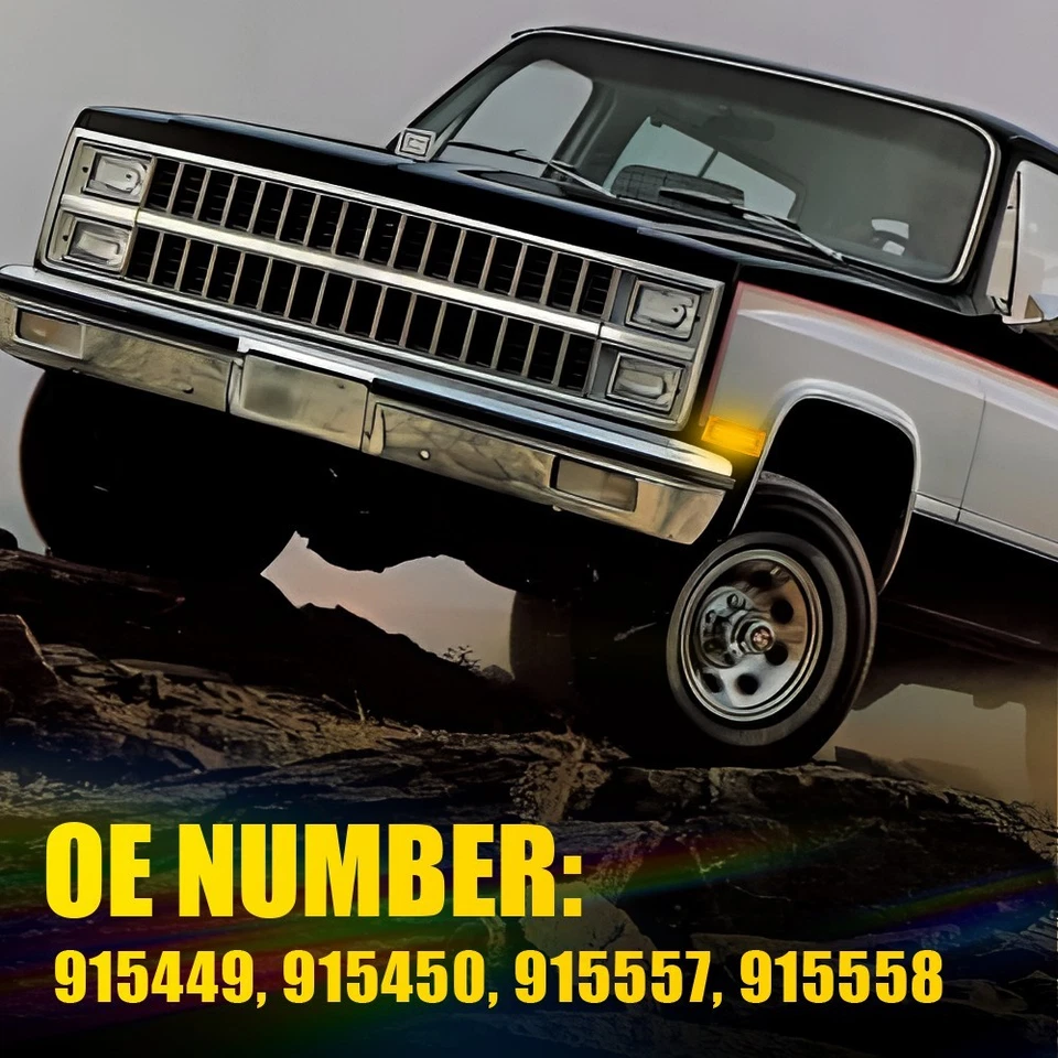 4X For GMC R1500 R2500 R3500 Pickup 1987-1991 LED Front Amber Side Marker Lights - Image 3 of 4