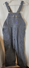 Big Smith Bib Overalls Men's 40X30 Blue White Hickory Railroad Stripe Carpenter