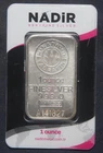 NADIR REFINERY  1 OZ 999 SILVER BAR IN ASSAY CARD LOT 180154