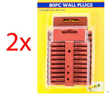 80 Red wall plugs for masonry Mixed sized rawl plug of 6mm and 8mm respectively