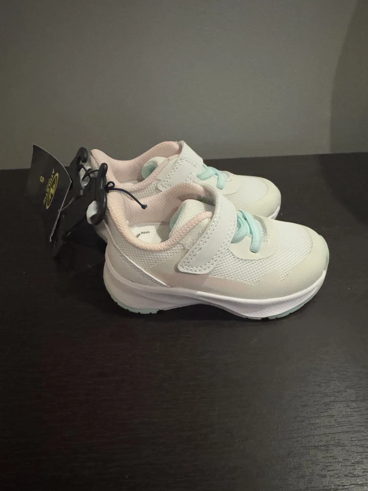 Обувь для девочек ясельного возраста Athletic Works. Размер 5 розовый и белый и бирюзовый шнурки новый с Ярлыками - Изображение 3 из 4