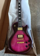 Custom LP purple electric guitar HH pickups golden hardware mahogany body