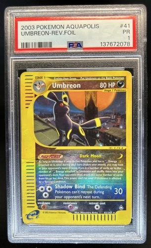 2003 Pokemon Aquapolis Umbreon Reverse Holographic #41 PSA 1