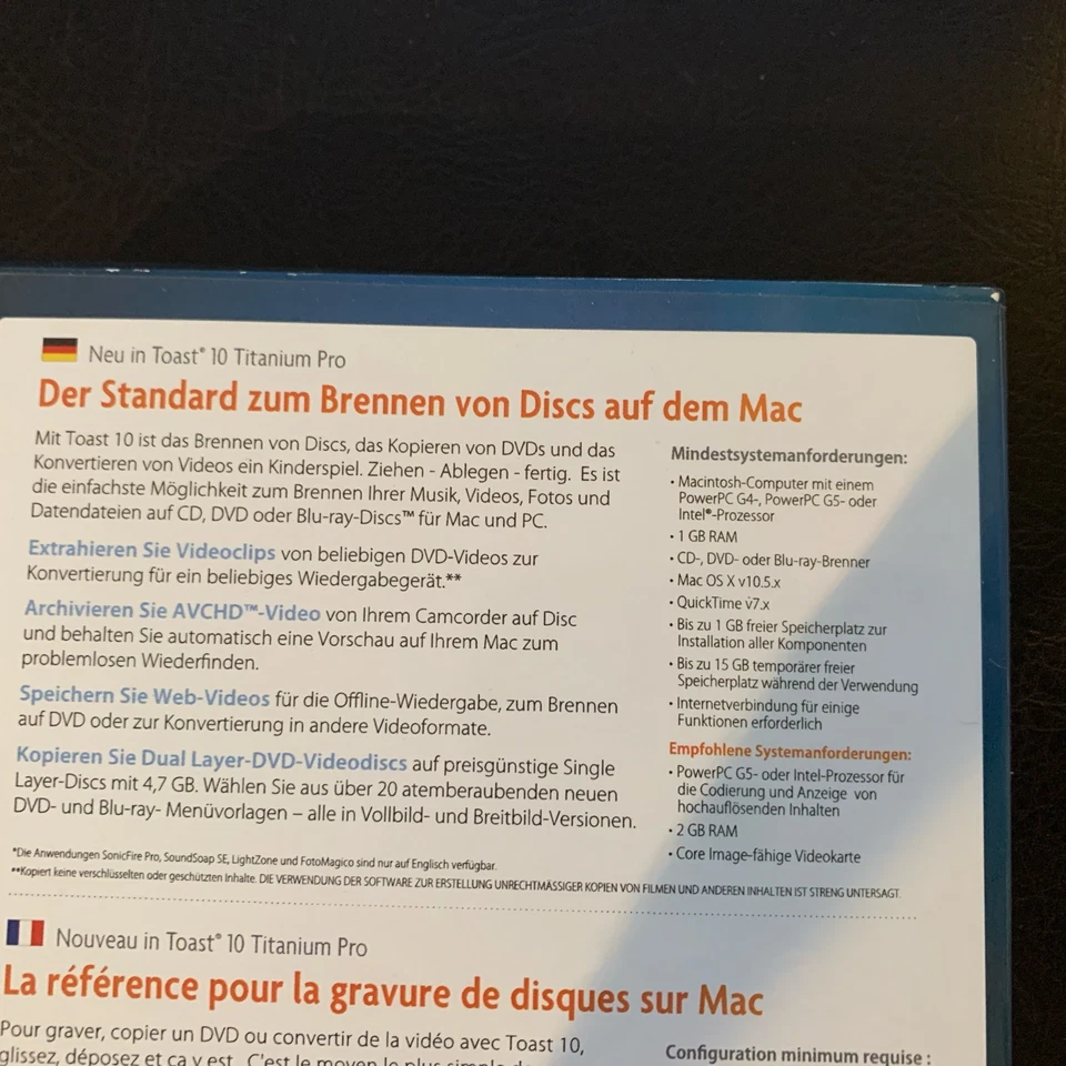 DVD " ROXIO " TOAST 10 TITANIUM PRO SOFTWARE - Bild 3 von 4