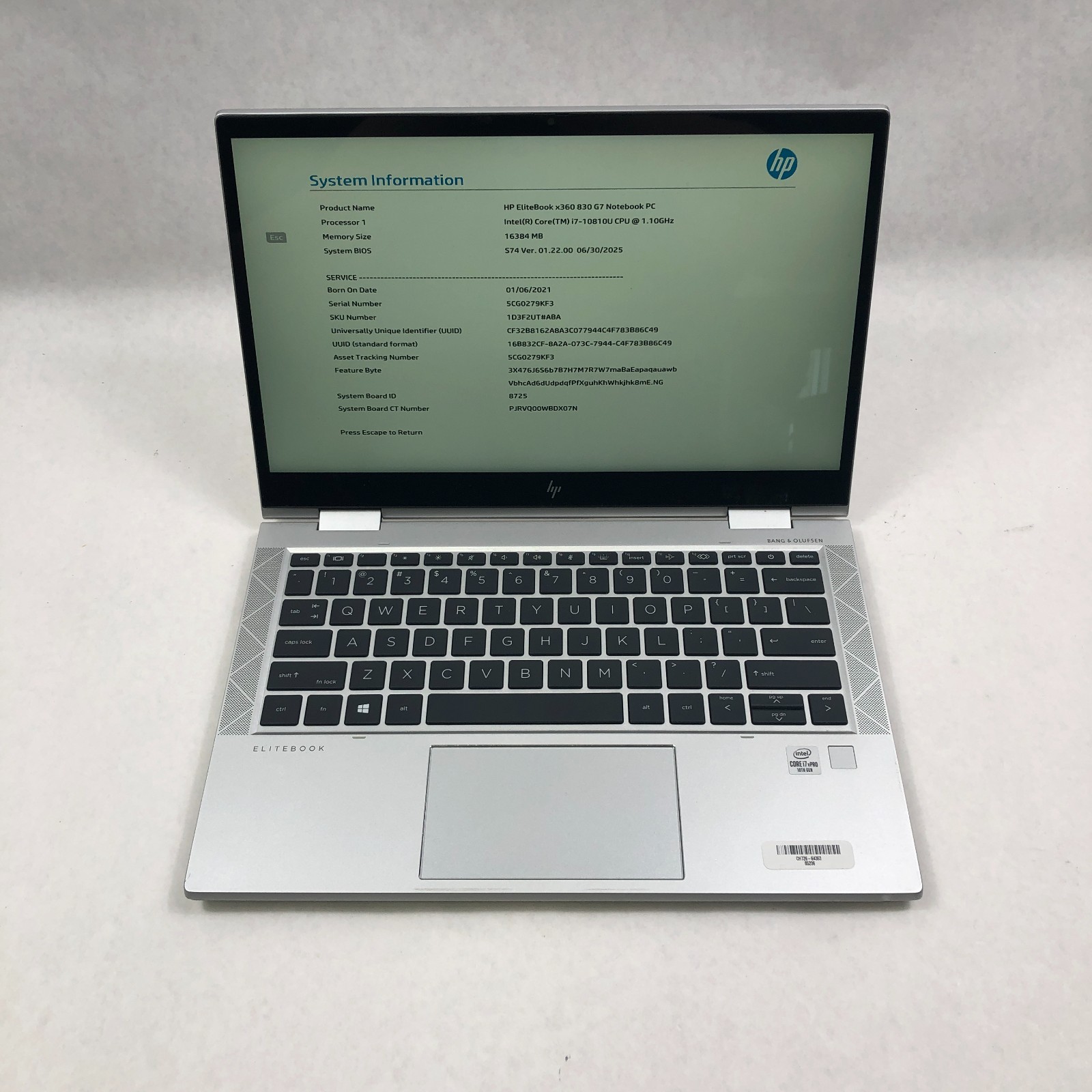 hp x360 830 gen7, 13.3-Inch Laptop, with Core I7-10610U, No OS