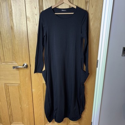 Mama B Veve schwarz Jersey Cocoon Ballon Kleid Langarm Medium M Taschen Maxi