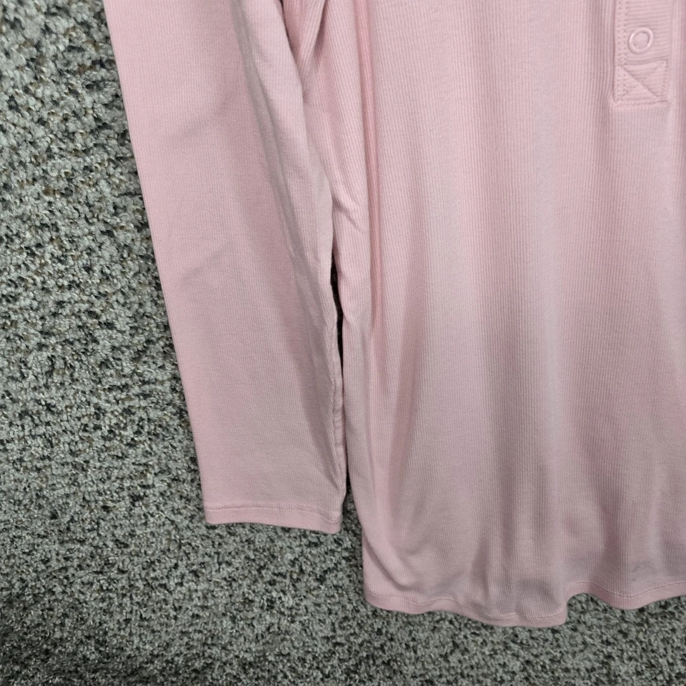 Torrid Top 女式 1 US Plus 1X 粉红色罗纹针织领长袖 T 恤休闲 — 第 3/4 张图片