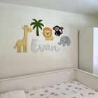 Personalized Safari Jungle Nursery Wall Decor – Custom Name Sign with Animals