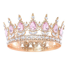 Pink Queen Crown for Women Crystal Tiara for Women Rhinestone Wedding Headband f