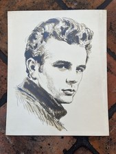 James Dean Vintage Sketch Print from 1956 Celebrity memoribilia