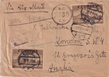 WW2 Łódź Poland Registered Cover Via Airmail to London 1945 Censored Polish