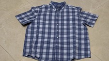 George Men  s short sleeve blue plaid button- up shirt XL/ XG New