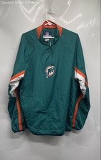 Reebok Mens Aqua Miami Dolphins Athletic Sideline Windbreaker Jacket Size Large