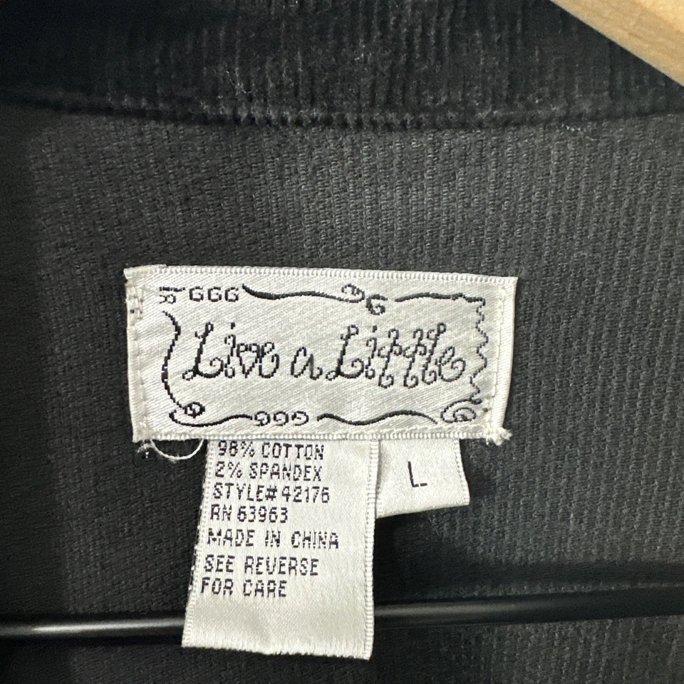 Chaqueta Steampunk Live A Little Vintage Negra Pana Botón a Presión Mujer L Oscura Foto 3 de 4