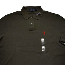 Polo Ralph Lauren Polo Shirt Mens Medium Green Custom Slim Fit Pony Logo Cotton