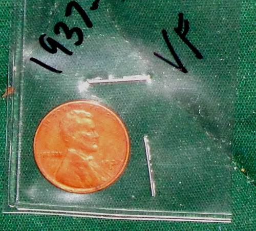 1937-S LINCOLN WHEAT-BACK PENNY - GRADES "VERY FINE"