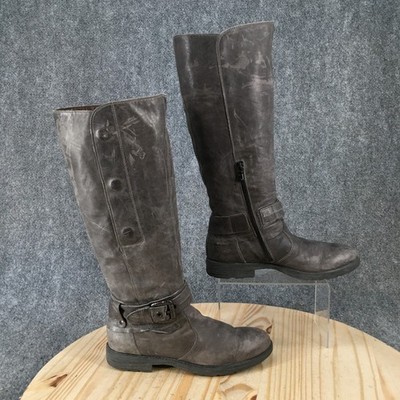 Nero Giardini Boots Womens 38 Gray Riding Leather Tall Mid Calf Heels Italy