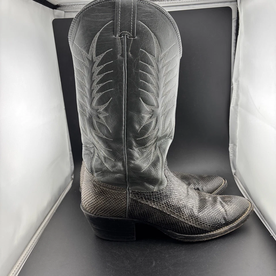 Botas Nocona 8 1/2D cinza pele de cobra píton couro exótico rodeio ocidental! - Imagem 3 de 4
