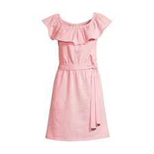 Michael Kors Women Pink Pinstripe Party Off-the-Shoulder Mini Dress Size XS