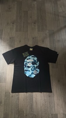 A Bathing Ape BAPE Black/Blue Graphic Logo Crew Neck Short Sleeve T-Shirt L