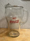 Vintage Coca-Cola Clear Heavy Glass Pitcher with Red Lettering