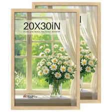 20x30 Poster Frame 2 Pack, Natural Oak Wood Picture Frame with Polished Plexi...