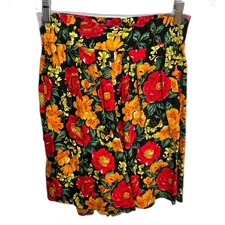 GITANO Vintage Red and Yellow Floral High Waisted Vacation Shorts Size Medium