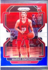 2021-22 Prizm Marko Simonovic Red White and Blue RC #166 Bulls