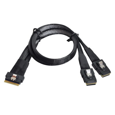 Cablecy  Slimline SAS Slim 4.0 SFF-8654 8i 74pin to Dual SFF-8087 Mini SAS